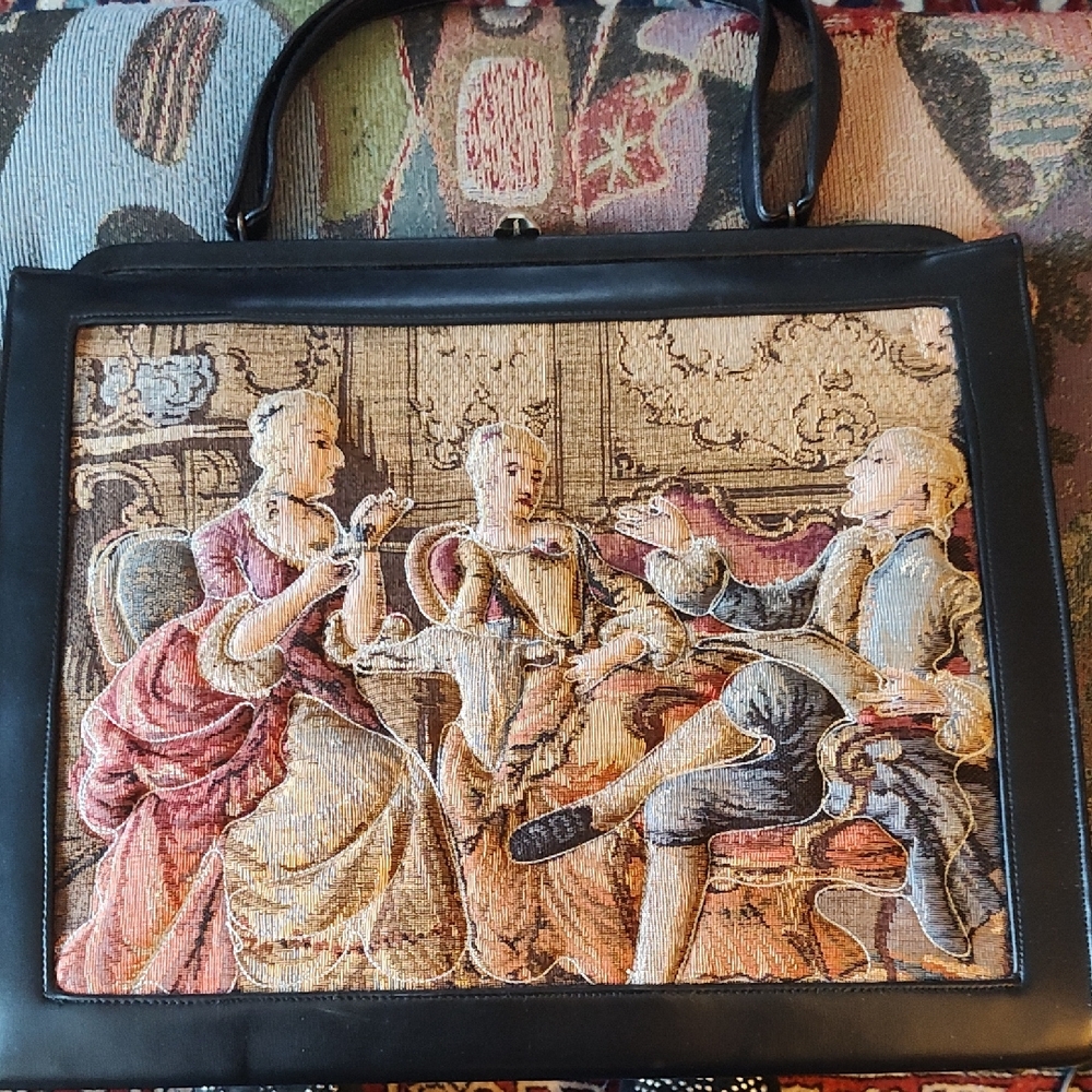 Black Raised Tapestry Handbag